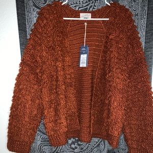 Rust colored sherpa cardigan